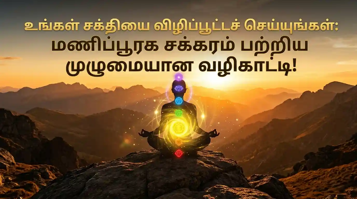 A cinematic human shadow profile demonstrating seven chakras alignment with the third chakra, Solar Plexus or Manipura, brightly highlighted in glowing yellow