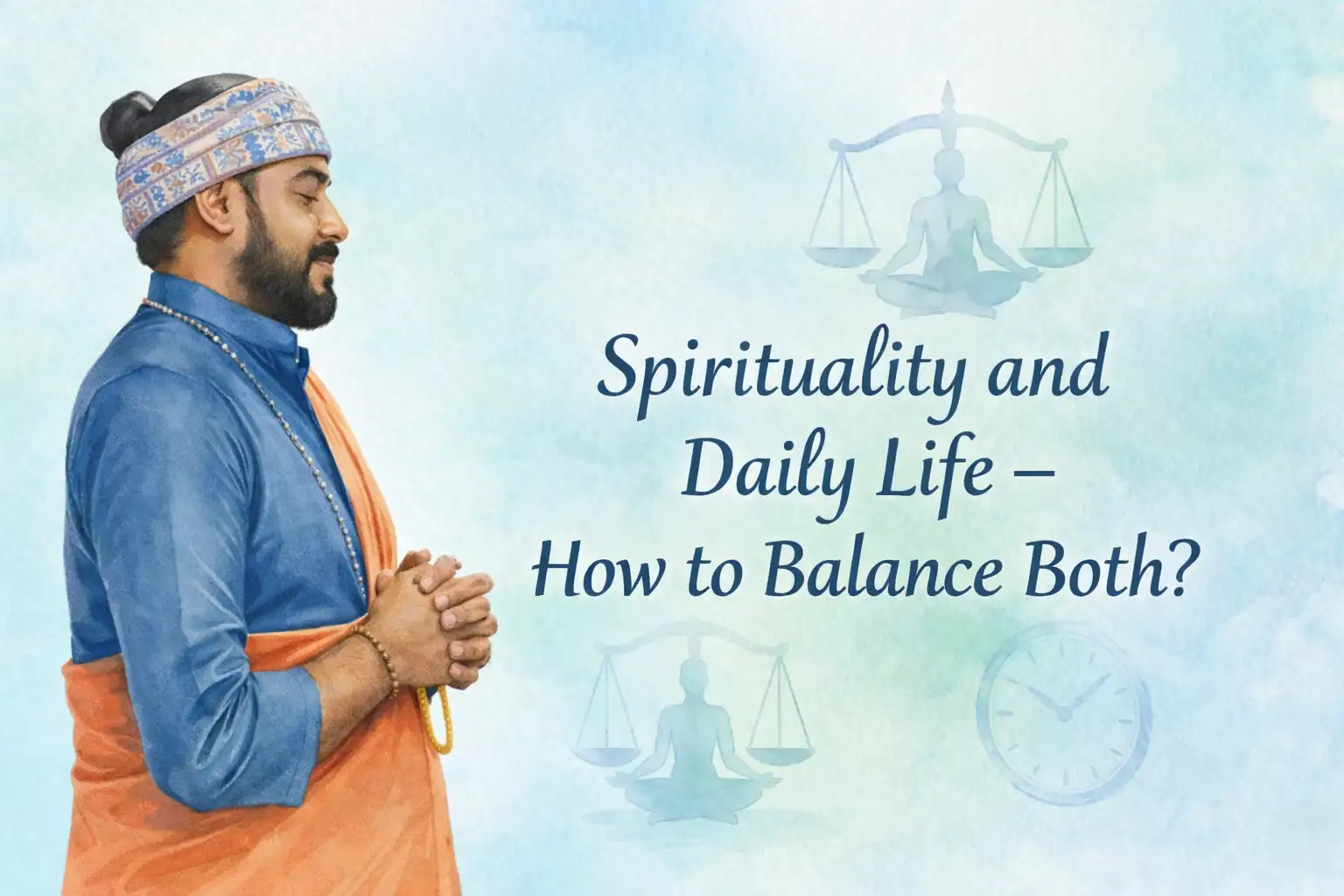 Person practicing mindfulness while managing work and family responsibilities, representing spirituality and daily life balance