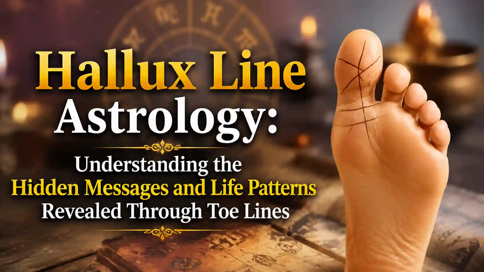 Natural toe line patterns interpreted through the traditional practice of Hallux Line Astrology.