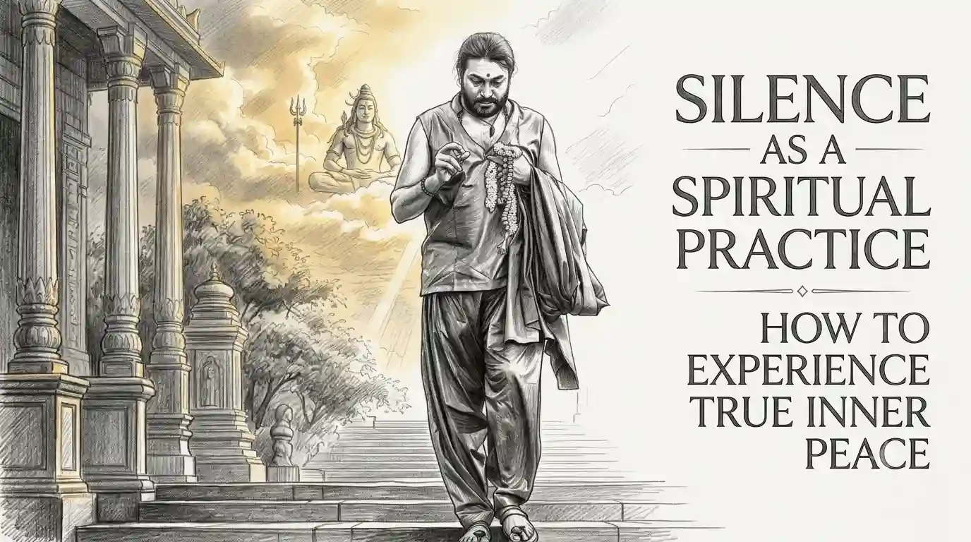 A peaceful spiritual scene representing meditation, silence, and inner peace during sunrise.