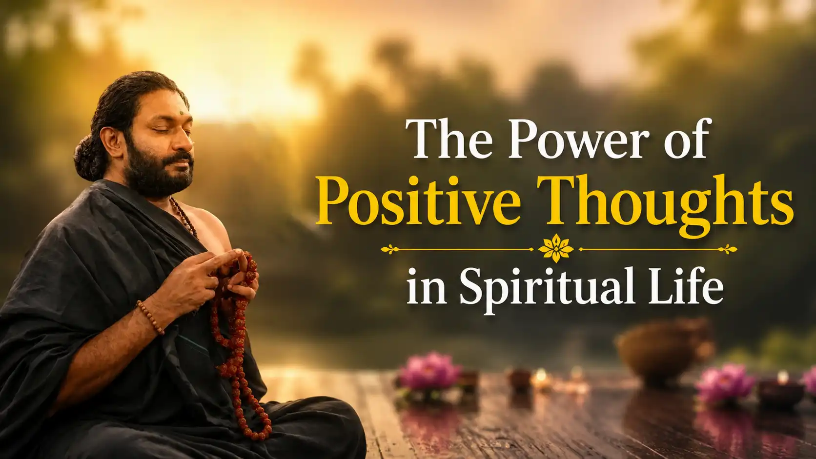 Person meditating peacefully with glowing light symbolizing positive thoughts and spiritual growth.