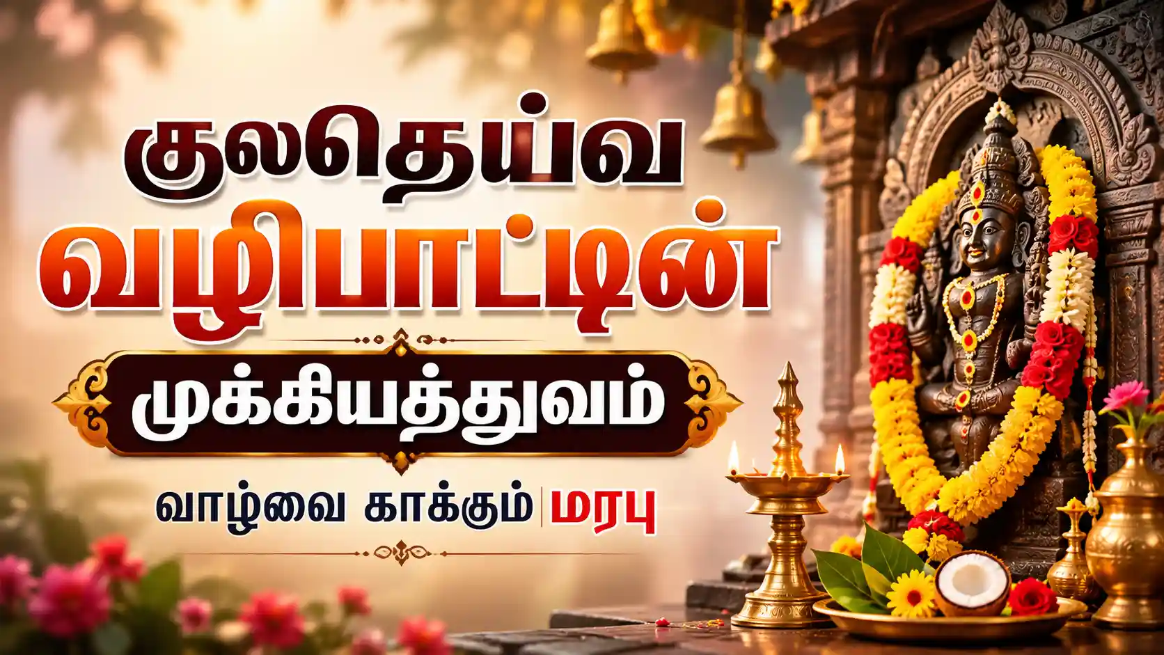 குடும்பத்தினர் குலதெய்வ கோவிலில் ஒன்றாக வழிபடும் காட்சி