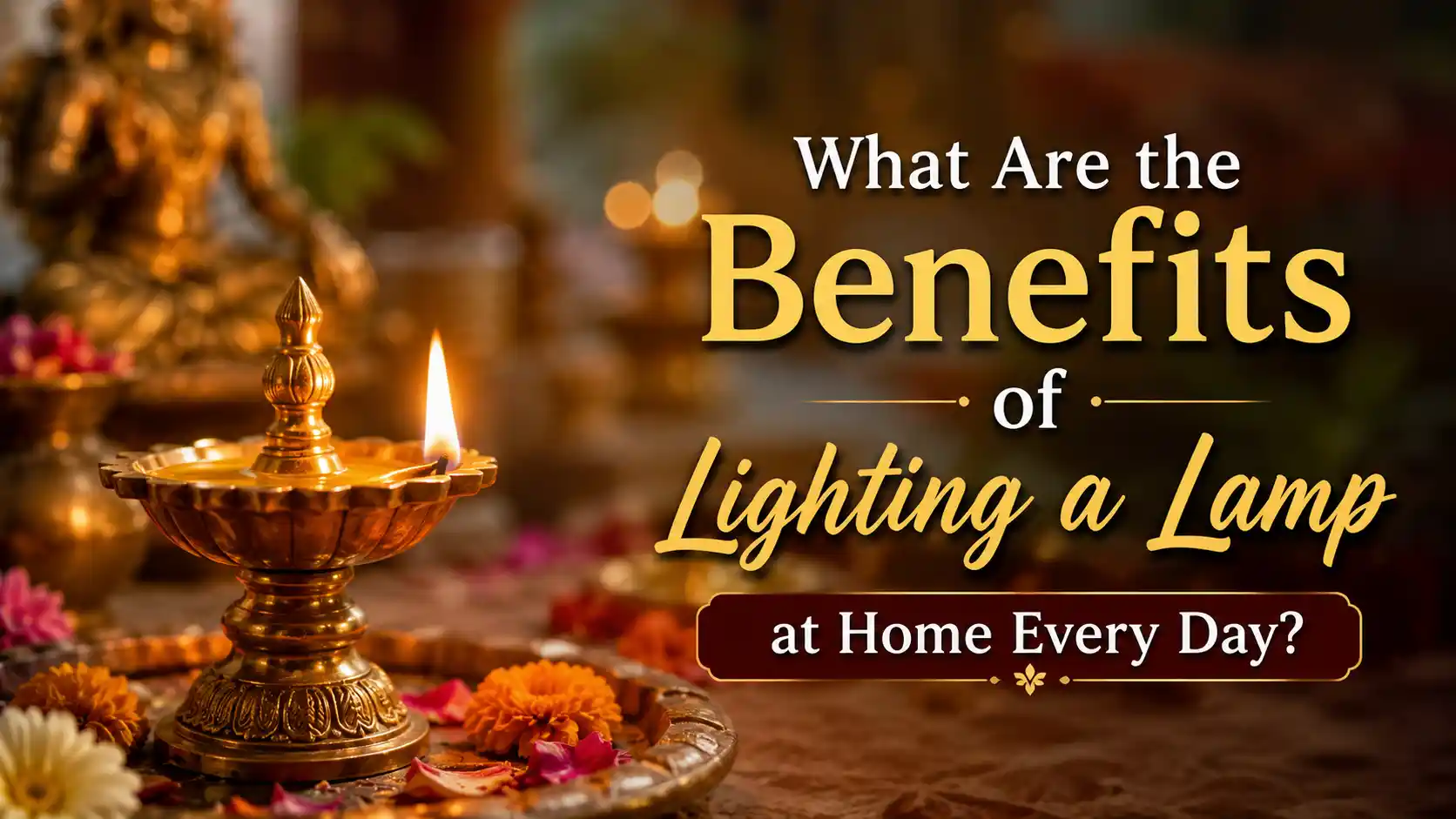 Traditional oil lamp lit during daily prayer at home