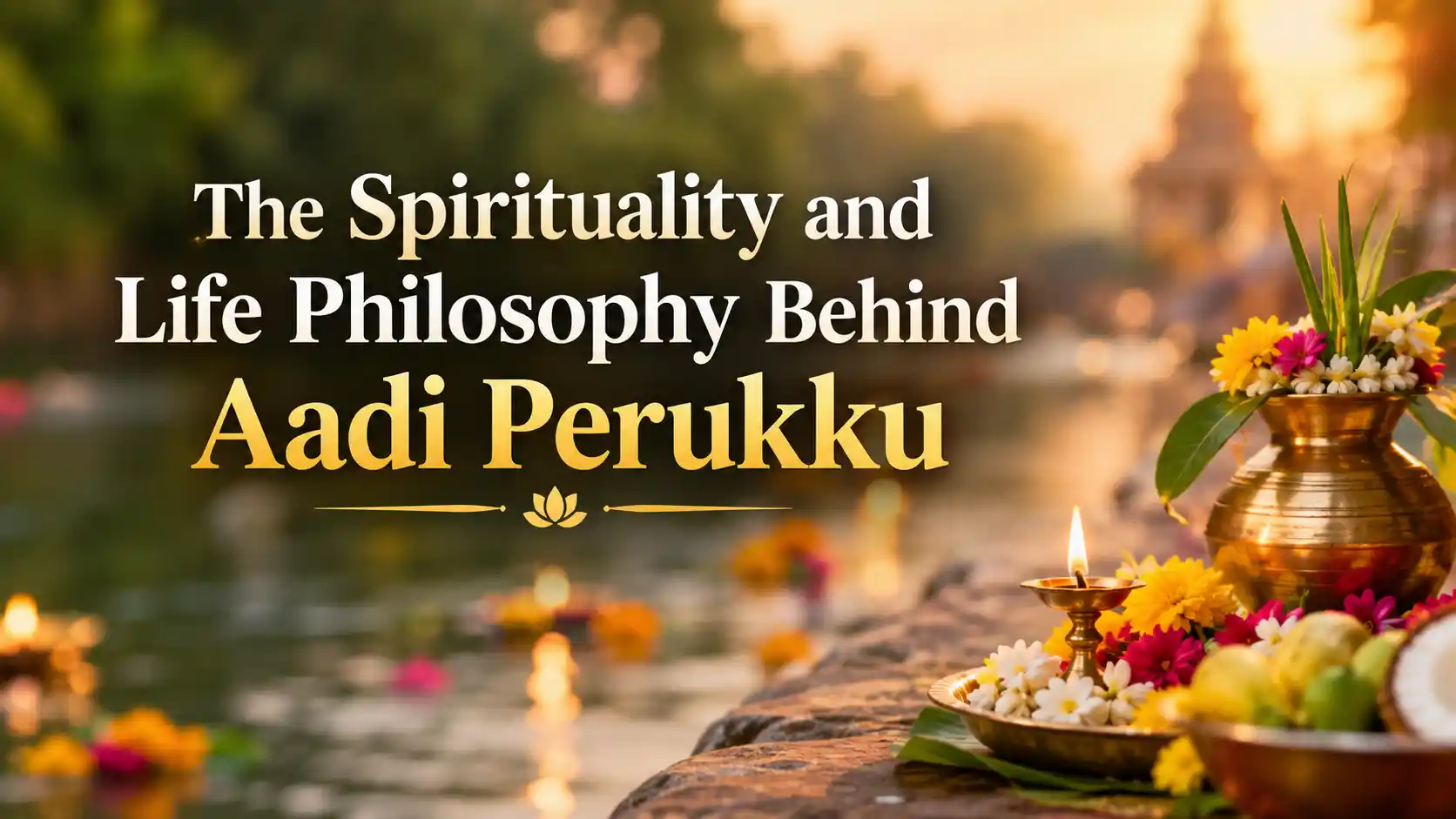 Aadi Perukku spiritual celebration near a river with traditional offerings