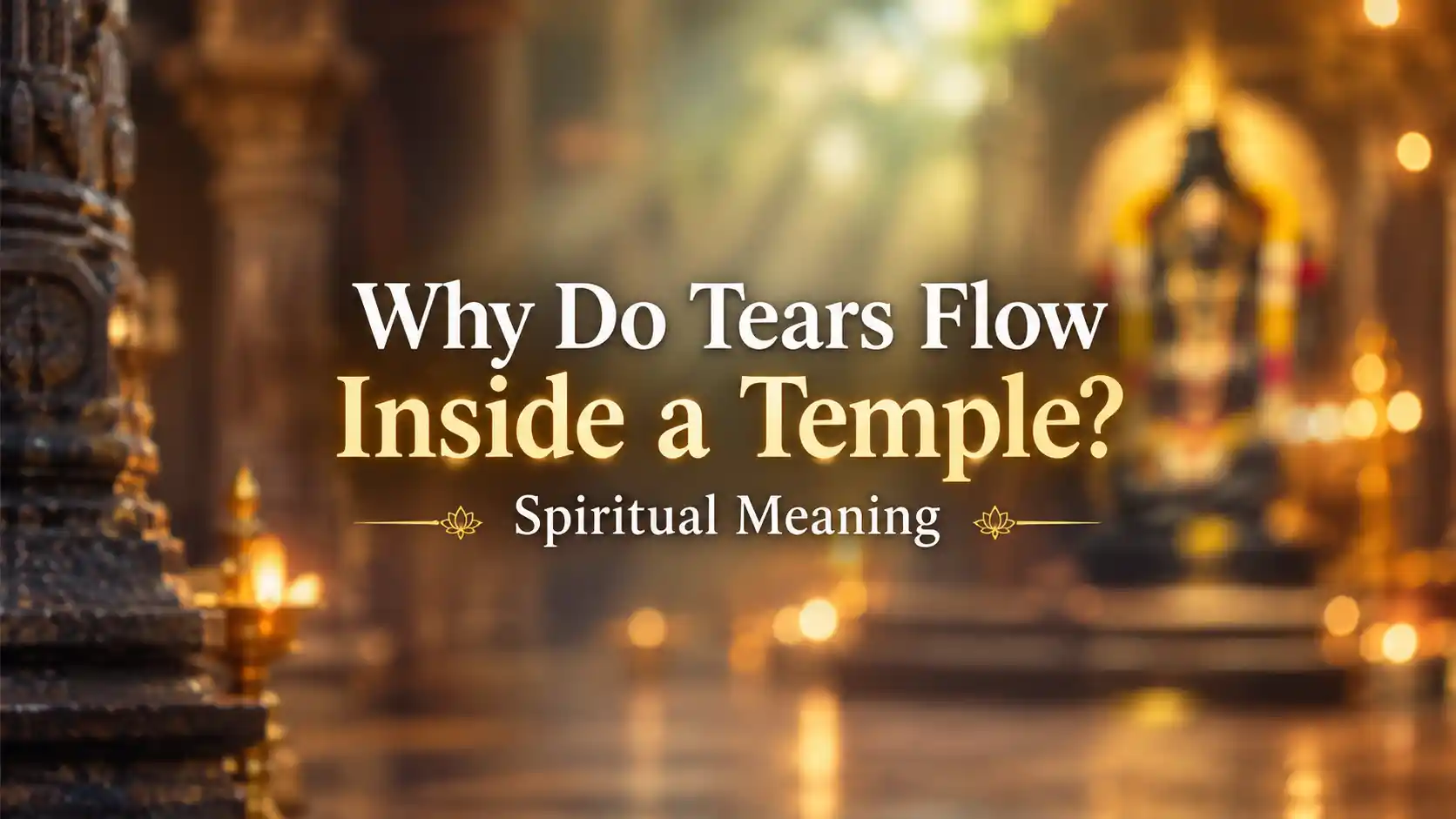 Devotee standing before a temple deity with tears of spiritual emotion