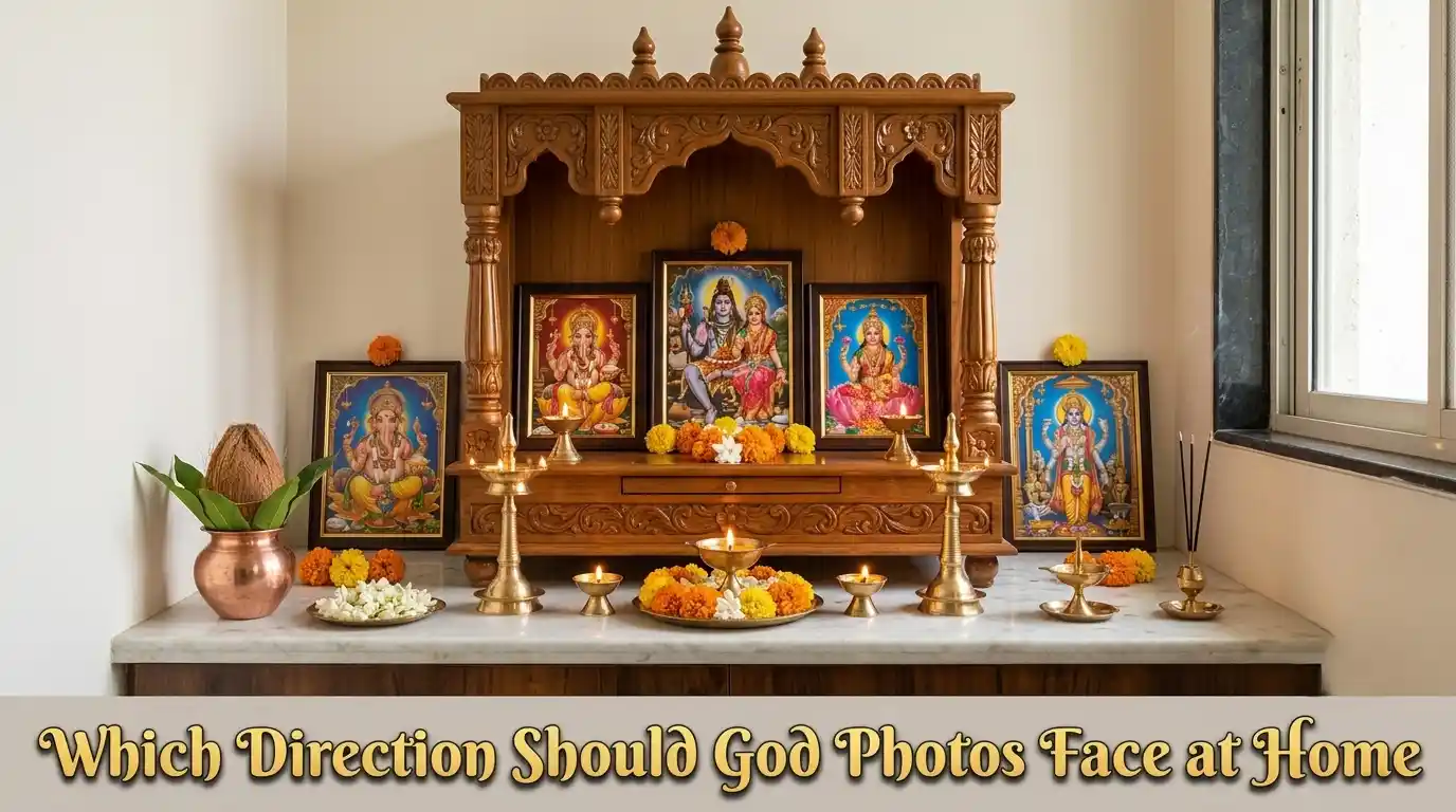 Learn traditional Vastu guidelines for placing God photos in your home pooja space.
