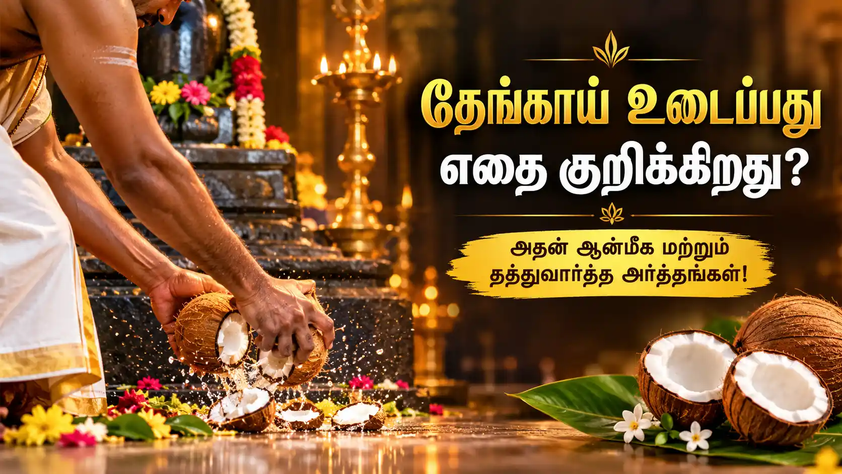 கோவில்களில் தேங்காய் உடைக்கும் பாரம்பரிய வழக்கம் மற்றும் அதன் ஆன்மீக அர்த்தம்