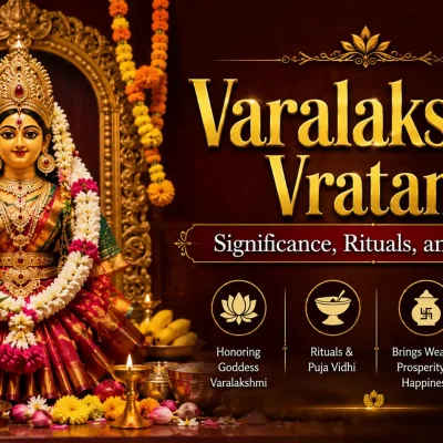 Decorated Varalakshmi Vratam puja Kalash representing Goddess Lakshmi