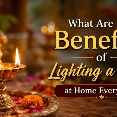 Traditional oil lamp lit during daily prayer at home