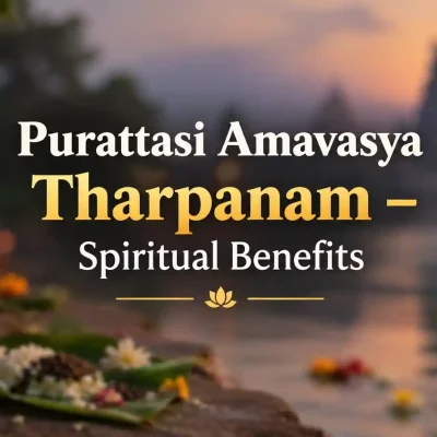 Purattasi Amavasya Tharpanam ritual with water and black sesame seeds to honour ancestors