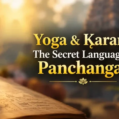 Traditional Panchangam chart displaying Tithi, Nakshatra, Yoga, and Karana