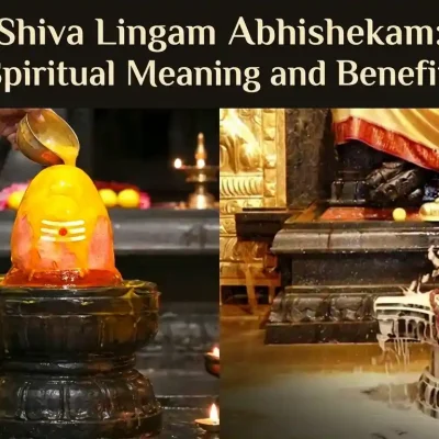 Shiva Lingam Abhishekam with milk and water during Hindu worship