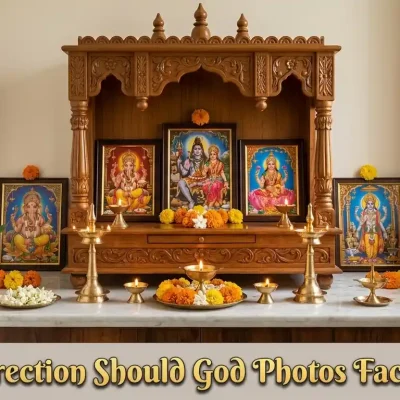Learn traditional Vastu guidelines for placing God photos in your home pooja space.